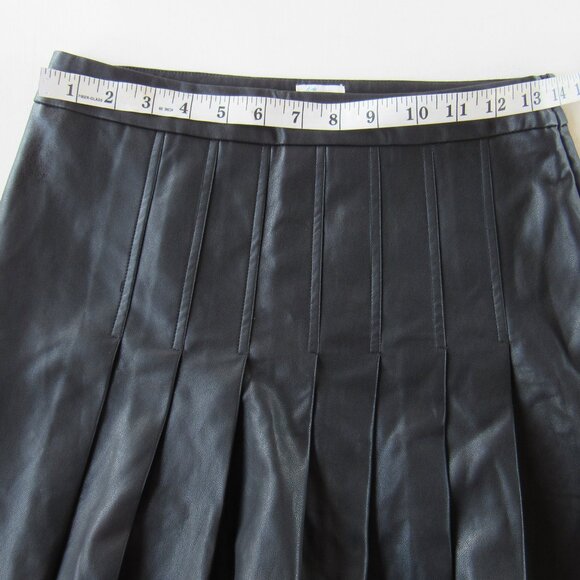 Blue Rain Francesca's Black Pleated Faux Leather Mini Skirt w/ Built In Shorts - Picture 7 of 8